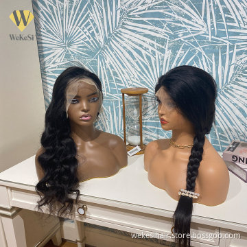 High quality brazilian glueless transparent hd 13x6 frontal human hair curly 360 full lace front wigs
